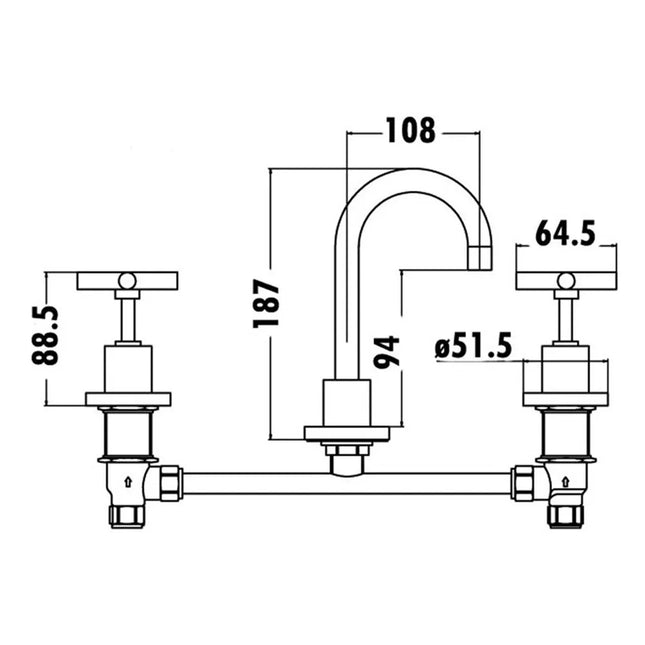 PLNZ Basin Tap Set Gooseneck Spout Brushed Nickel