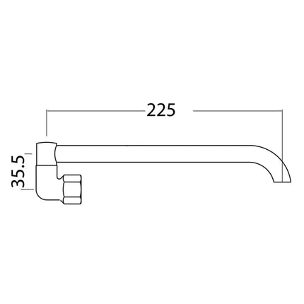 Laundry Spout Chrome 225 X 35.5mm