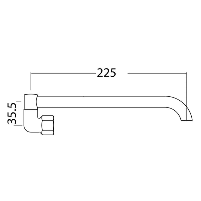 Laundry Spout Chrome 225 X 35.5mm