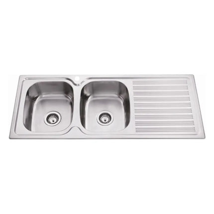 Eden Stainless Steel Sink Double Bowls & Single Drainer 1180 X 480 X 170mm