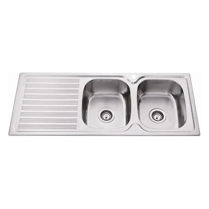 Eden Stainless Steel Sink Double Bowls & Single Drainer 1180 X 480 X 170mm