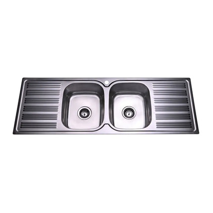 Eden Stainless Steel Sink Double Bowls & Double Drainers 1380 X 480 X 180mm