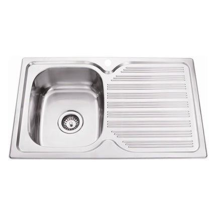 Eden Stainless Steel Sink Single Bowl & Single Drainer 780 X 480 X 170mm