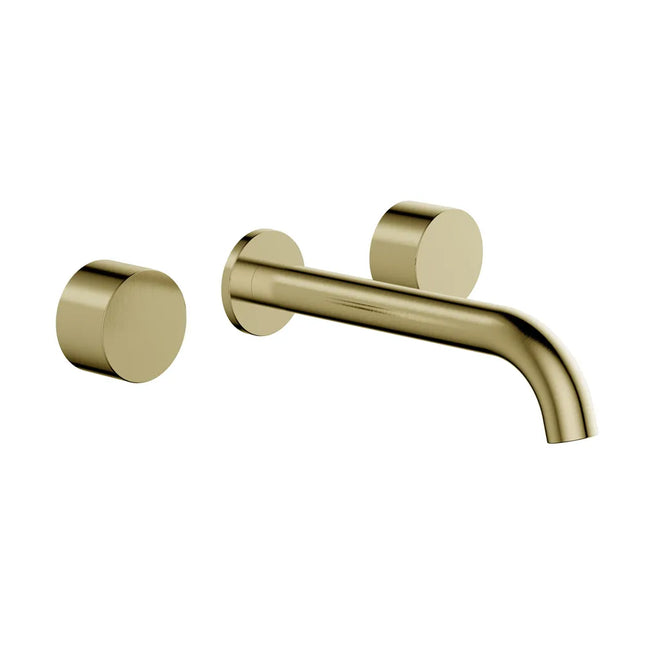 Tana 1/4 Turn Basin/Bath Tap Set Curved Spout Brushed Gold