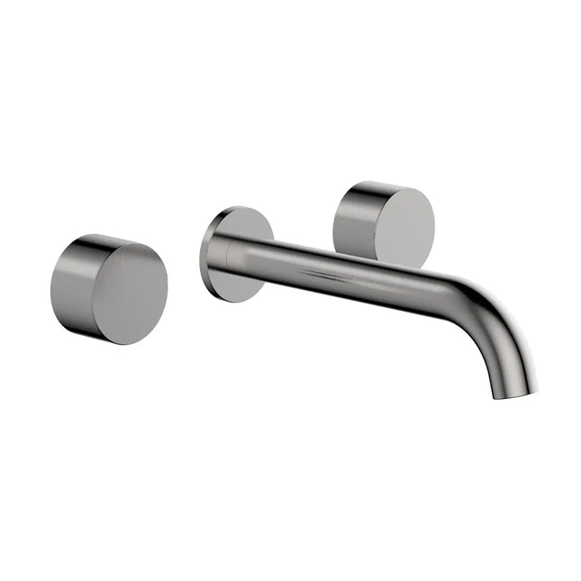 Tana 1/4 Turn Basin/Bath Tap Set Curved Spout Brushed Nickel