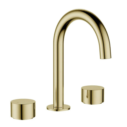 Tana 1/4 Turn Basin Tap Set Gooseneck Spout Brushed Gold