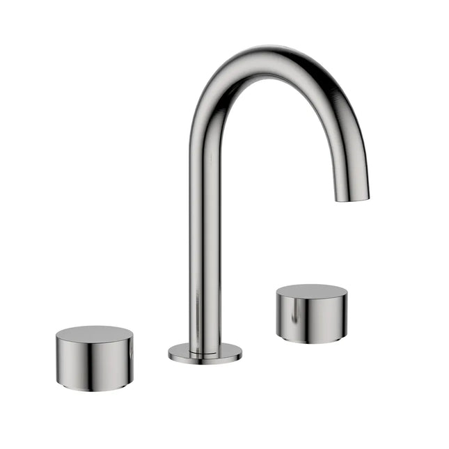Tana 1/4 Turn Basin Tap Set Gooseneck Spout Brushed Nickel