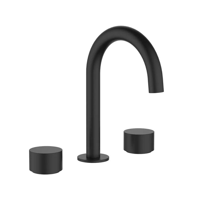 Tana 1/4 Turn Basin Tap Set Gooseneck Spout Matt Black