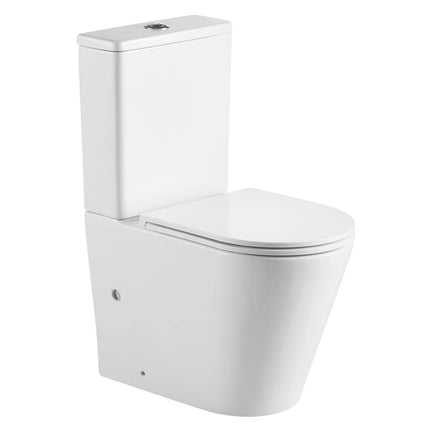 Penna Rimless Back to Wall Toilet Suite Gloss White 670X360X850