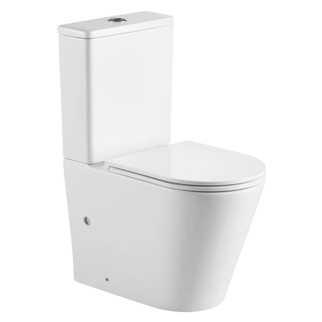 Penna Rimless Back to Wall Toilet Suite Gloss White 670X360X850