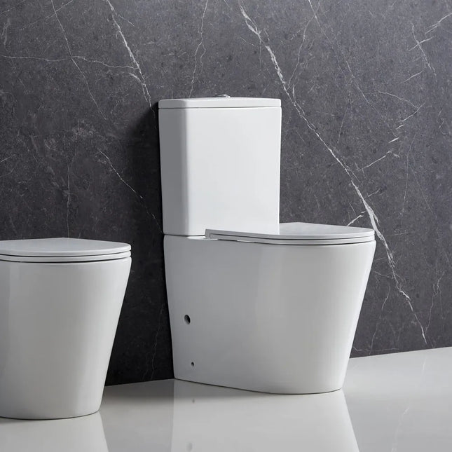 Penna Rimless Back to Wall Toilet Suite Gloss White 670X360X850