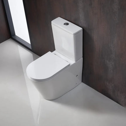 Penna Rimless Back to Wall Toilet Suite Gloss White 670X360X850