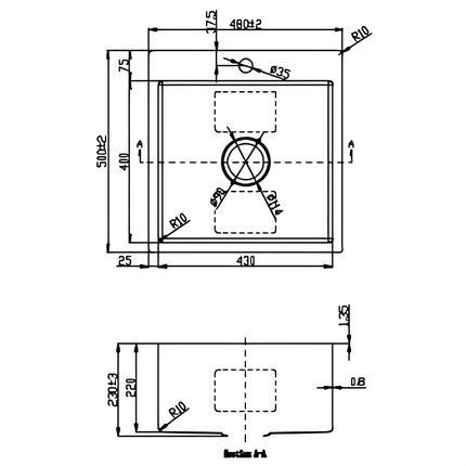 Eden Stainless Steel Top/Undermount Sink 500 X 480 X 230mm