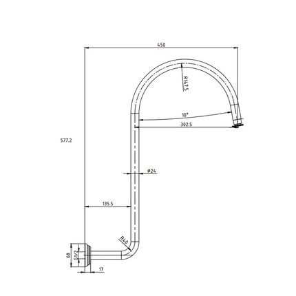 Ikon Clasico High-Rise Shower Arm Chrome
