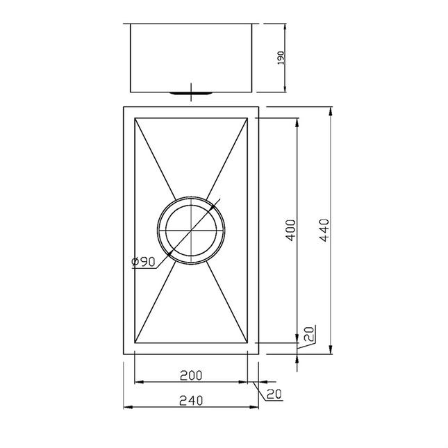 Rosa Stainless Steel Top/Undermount Sink 440 X 240 X 198mm