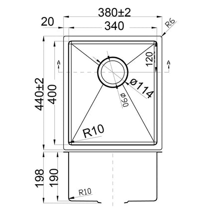 Rosa Stainless Steel Top/Undermount Sink 440 X 380mm