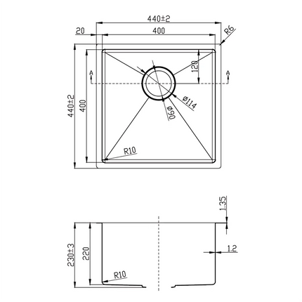 Eden Stainless Steel Top/Undermount Sink 440 X 440mm