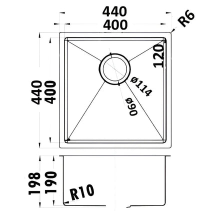 Eden Stainless Steel Top/Undermount Sink 440 X 440mm