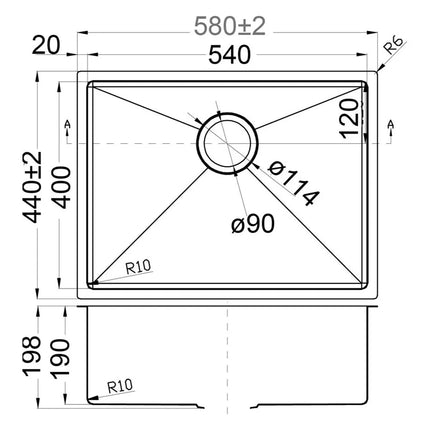 Rosa Stainless Steel Top/Undermount Sink 580 X 440mm