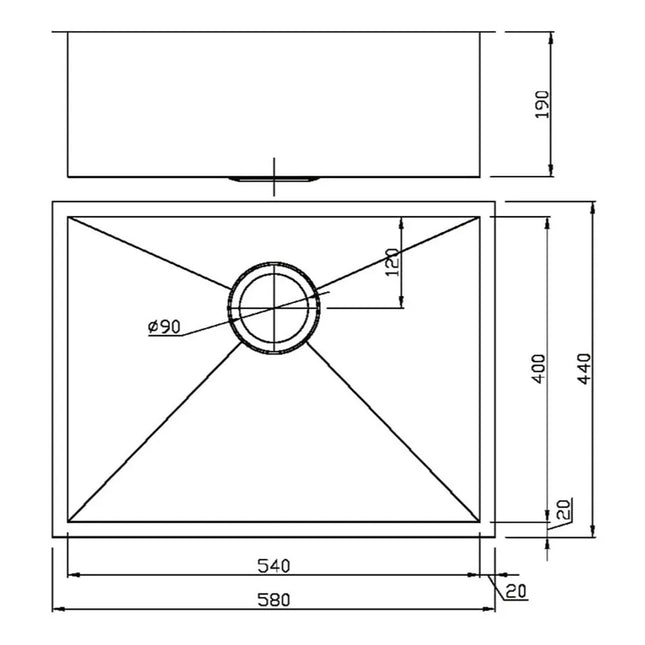 Rosa Stainless Steel Top/Undermount Sink 580 X 440mm