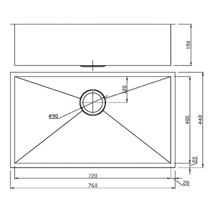 Rosa Stainless Steel Top/Undermount Sink 760 X 440mm