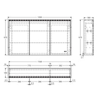 Fienza LED Mirror Cabinet, Industrial Side Panels, 1200mm ,