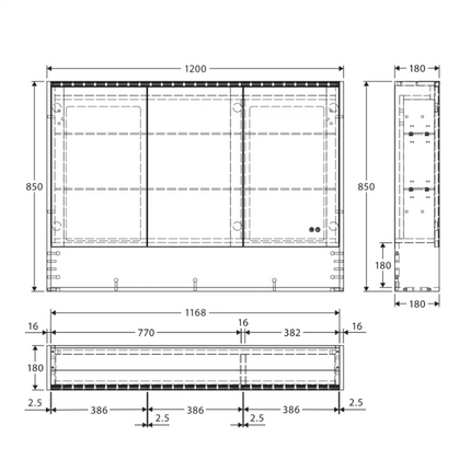 Fienza LED Mirror Cabinet, Satin Black Display Shelf, 1200mm ,