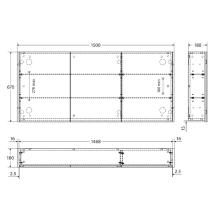 Fienza Universal Mirror Cabinet, Industrial Side Panels, 1500mm ,