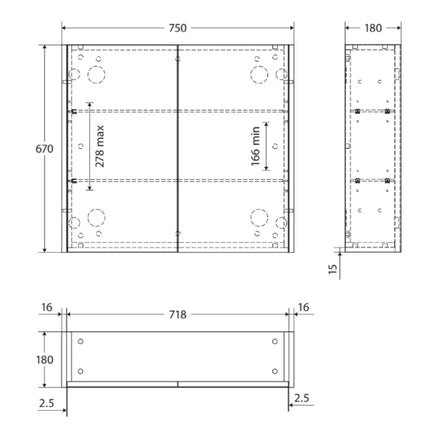 Fienza Universal Mirror Cabinet, Industrial Side Panels, 750mm ,