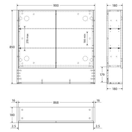 Fienza Universal Mirror Cabinet, Industrial Display Shelf, 900mm ,