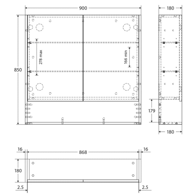 Fienza Universal Mirror Cabinet, Satin White Display Shelf, 900mm ,