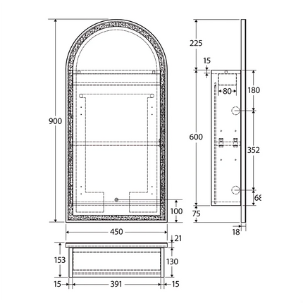 Fienza Arch LED Mirror Cabinet