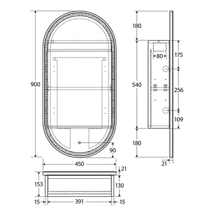 Fienza Pill LED Mirror Cabinet