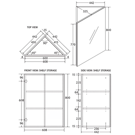 Fienza Corner Mirror Cabinet ,