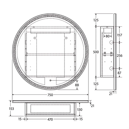 Fienza Round LED Mirror Cabinet