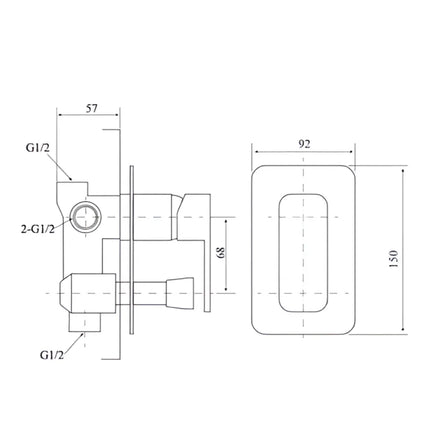 Nova Wall Mixer with Bottom Diverter Brushed Nickel