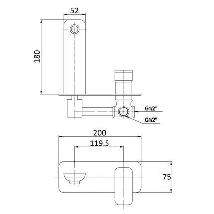 Nova Wall Basin Mixer with Spout Brushed Nickel