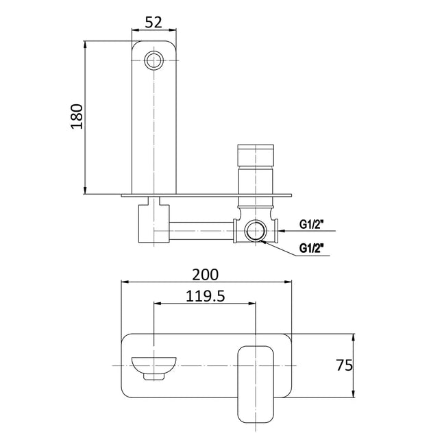 Nova Wall Basin Mixer with Spout Brushed Nickel