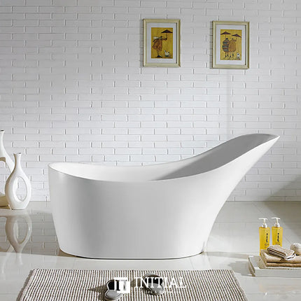 Bathroom Gloss White Brio Floor Freestanding Bathtub with Overflow 1485X695X790