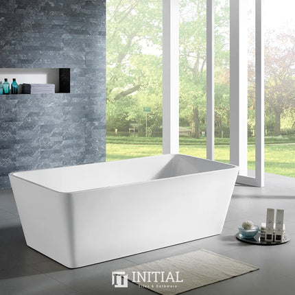 Bathroom Gloss White Kubic Floor Freestanding Bathtub with No Overflow 1400X710X590