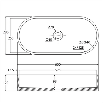 Fienza Jada Pill Concrete Above Counter Basin Tuscan