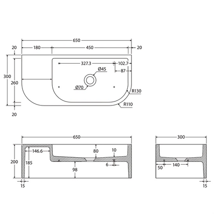Fienza Blanca Concrete Wall Basin, Warm Grey