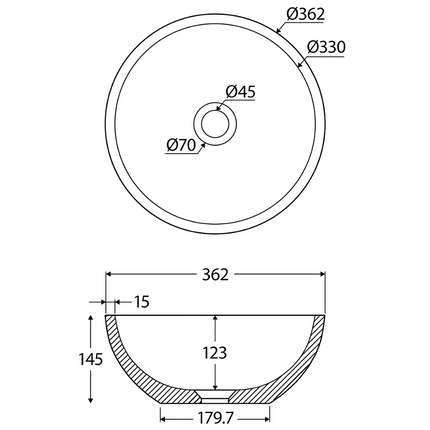 Fienza Alba Round Concrete Above Counter Basin Warm White