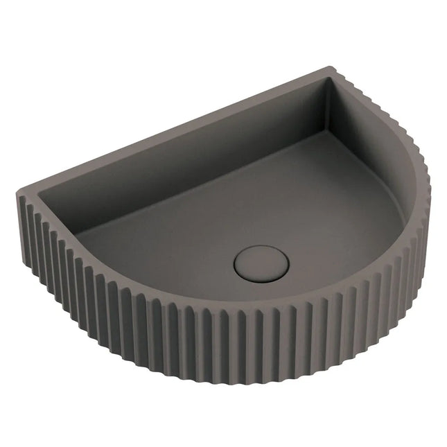 Fienza Valentina Fluted Arch Concrete Wall Basin, Warm Grey