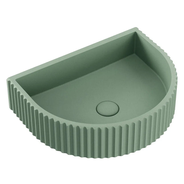 Fienza Valentina Fluted Arch Concrete Wall Basin, Sage