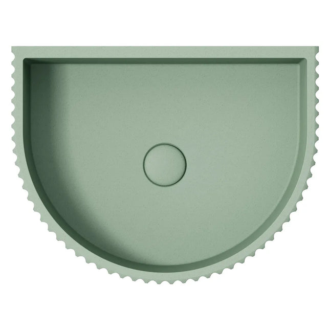 Fienza Valentina Fluted Arch Concrete Wall Basin, Sage