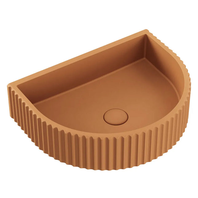 Fienza Valentina Fluted Arch Concrete Wall Basin, Tuscan