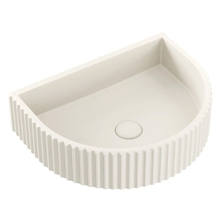 Fienza Valentina Fluted Arch Concrete Wall Basin, Warm White