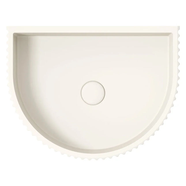 Fienza Valentina Fluted Arch Concrete Wall Basin, Warm White