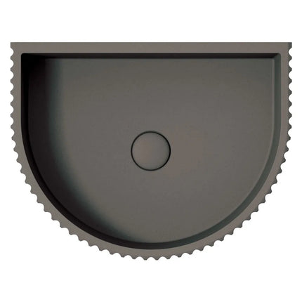 Fienza Valentina Fluted Arch Concrete Wall Basin, Warm Grey